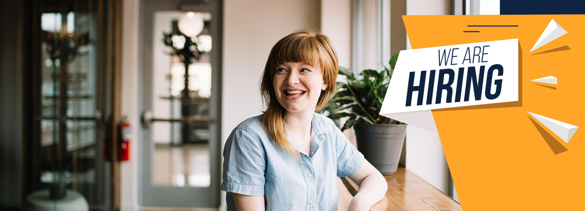 Woman smiling at her job