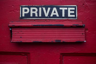 Private Sign with mailbox slot